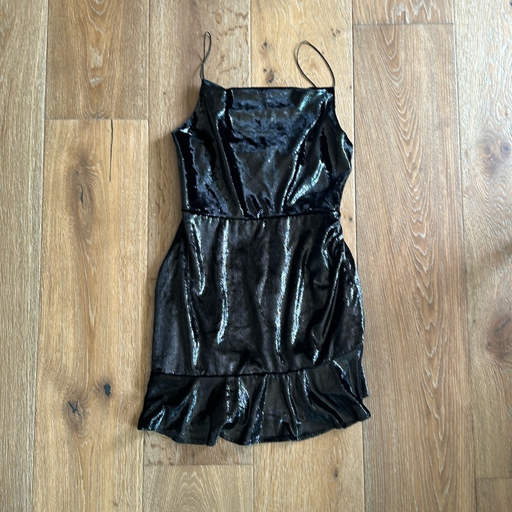 Leyden black shimmer dress, large, polyester